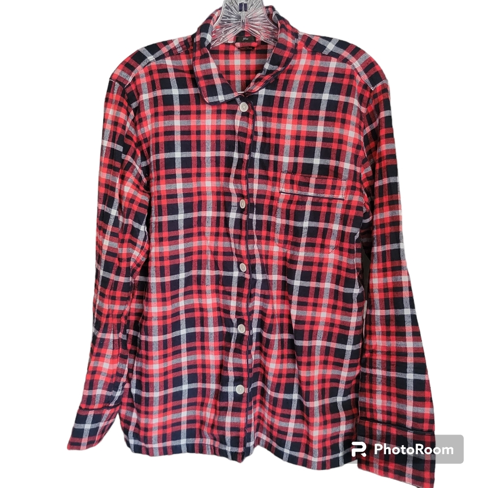 J Crew Flannel Plaid Long Sleeve Top Pijama Size‎ S